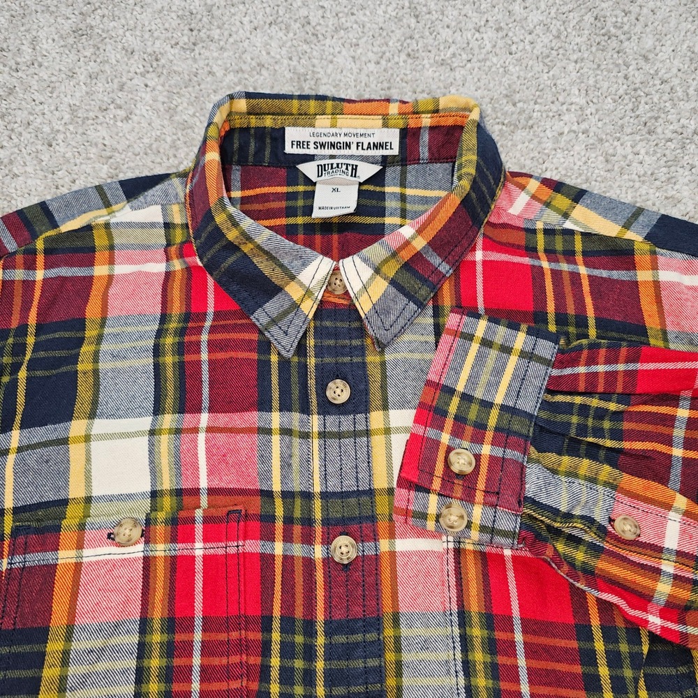 Duluth Trading Co. Free Swingin' Flannel Plaid Button Down Shirt XL Women's‎ Red